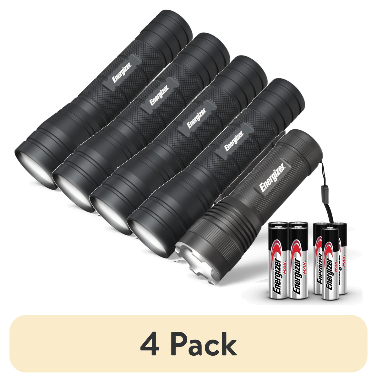 (4 Pack)  Tactical Camping Flashlight Combo Pack with  High Lumen Metal Flashlight (1,000 Lumens) and Compact  Tactical Camping Flashlight (300 Lumens)