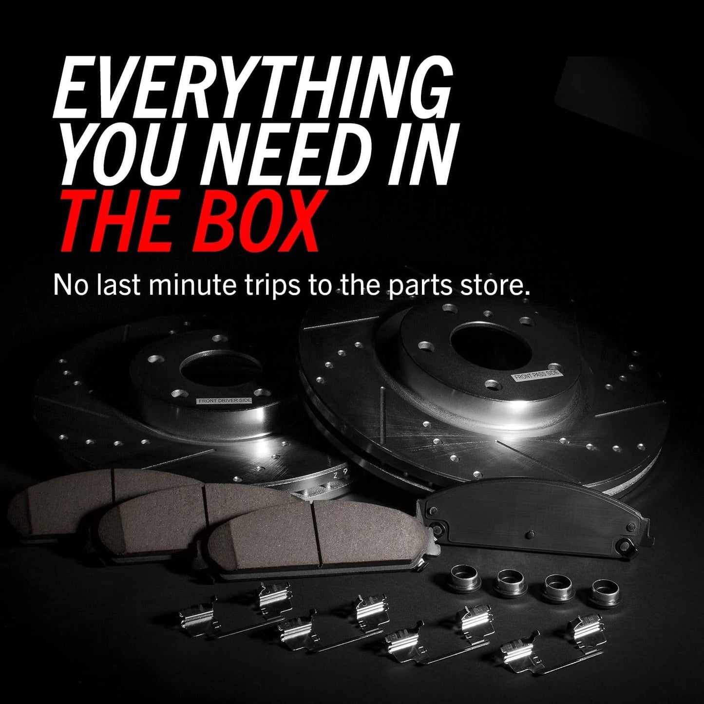 K2126 Front Z23 Carbon Fiber Brake Pads with Drilled & Slotted Brake Rotors Kit for Dodge Ram 1500 1994-1999 [Model Specific]