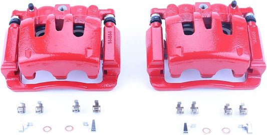 Rear S4920 Pair of High-Temp Red Powder Coated Calipers for Ford F-250 Super Duty 2005-2007, Ford F-350 Super Duty 2005-2007 [Model Specific]