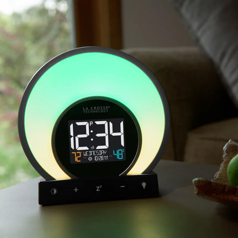 Soluna-S Light Sunrise Black LCD Alarm Clock with Temp