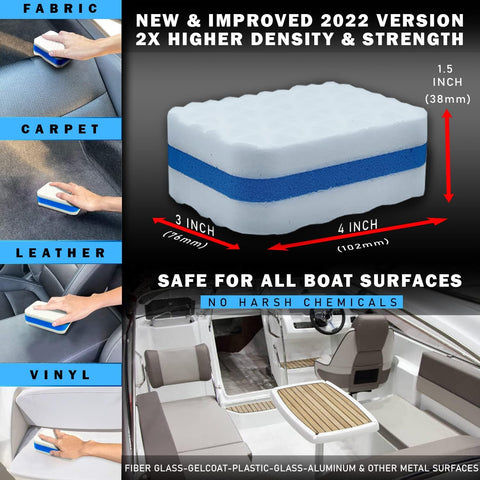Marine Grime & Scuff Remover Pads | Boat Cleaning Supplies & Polishing Sponges for Boats &Jet Skis | Boat Erasers for Deck Marks, Scratches & Black Streaks | Improved Strength & Higher Density