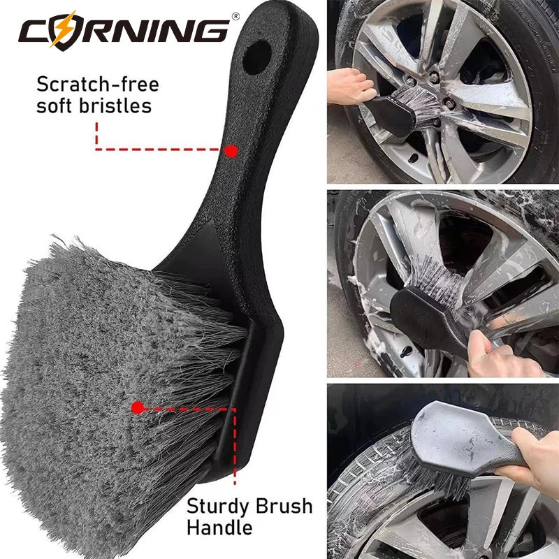 6Pcs Wheel Brush Automotive Detailing Cleaning Kit Vehicle Car Microfiber Cloth Towel Accesories Goods Tire Wash Maintenance