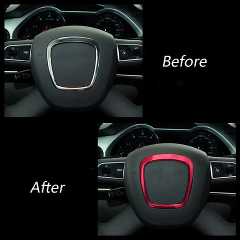 Car Styling Steering Wheel Center Logo Covers Stickers Trim for Audi A4 B6 B7 B8 A6 C6 A5 Q7 Q5 A3 8P S3 8V Interior Accessories