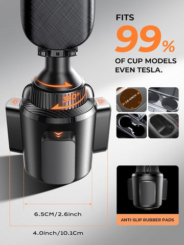 Cup Phone Holder for Car No Shaking Car Phone Holder Mount, 360° Adjustable Car Accessories for Women Truck Jeep, Golf Accessories for Iphone 16E 16 15 14 13 Pro Max Samsung S25 All 4-7'' Phone