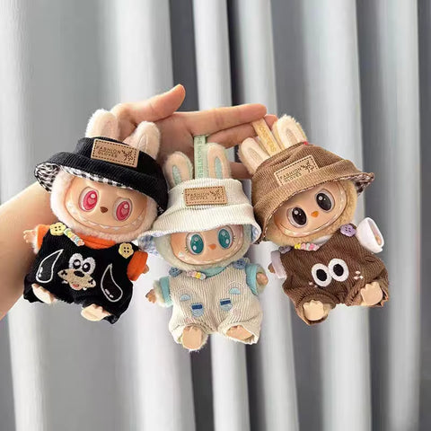 For Labubu V2 Plush Doll Pendant Cartoon Jumpsuit Three Piece Set Cool & Cute Outfit Accessories Labubu Clothes Ropa Labubu