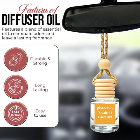 Car Air Freshener Hanging (Pack of 2) | Pistachio and Salted Caramel Car Scent | Cute Car Fragance Oil Diffuser | Car Fresheners for Women and Men | Made in USA | Buy 2+ and save 33%*