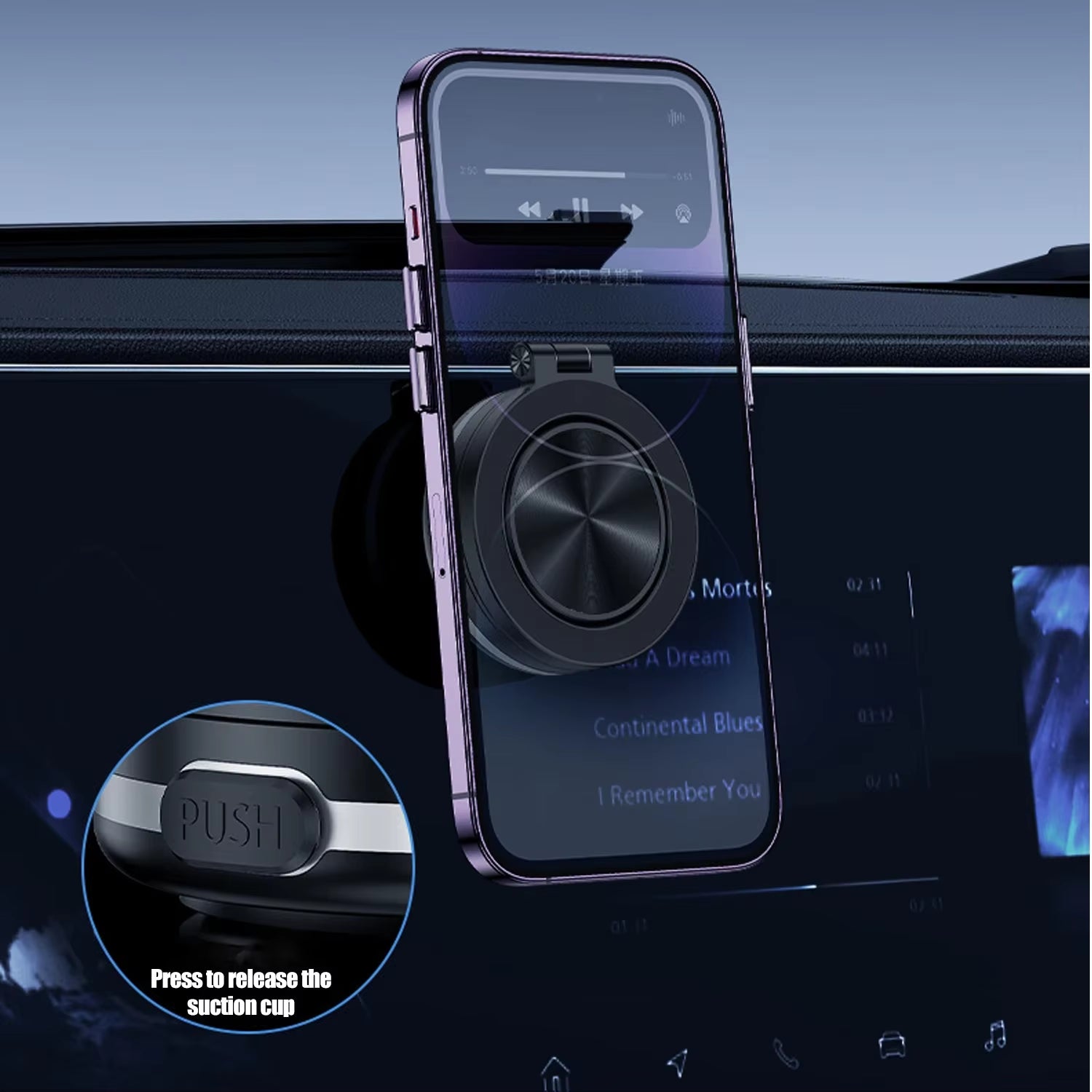 Vacuum Adsorption Car Phone Holder 360° Rotate Universal Mobile Phone Bracket Suction Cup Folding Adjustable Magnetic Adsorption