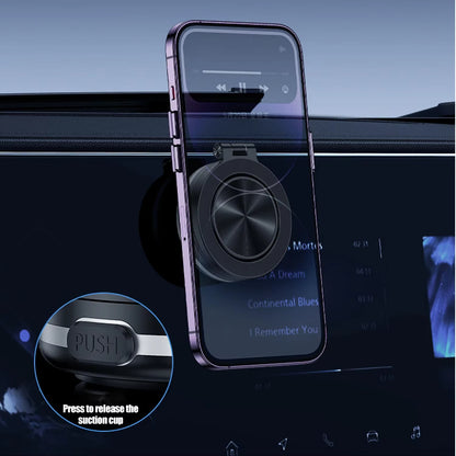 Vacuum Adsorption Car Phone Holder 360° Rotate Universal Mobile Phone Bracket Suction Cup Folding Adjustable Magnetic Adsorption