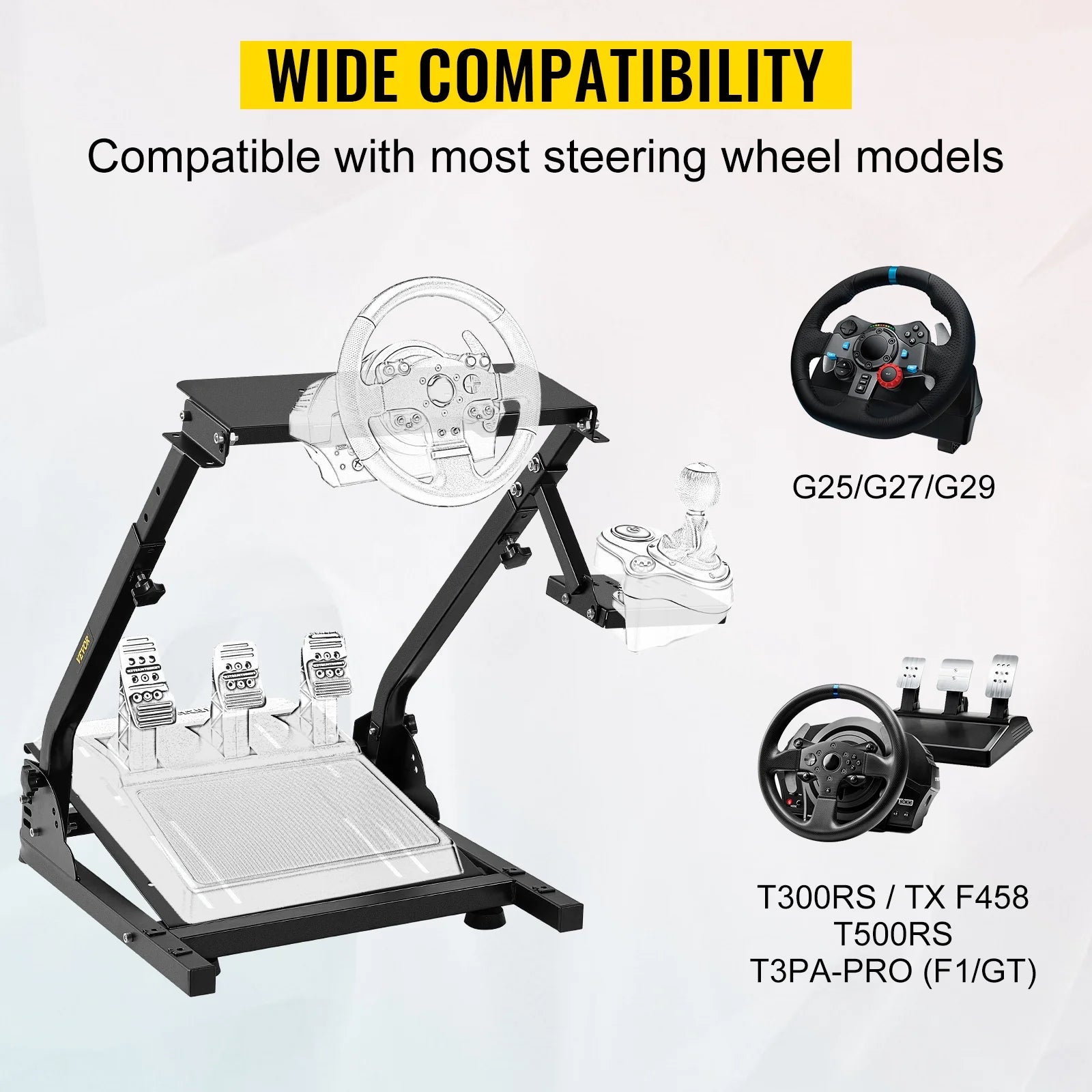 Racing Steering Wheel Adjustable Stand Racing Simulator Cockpit Fit for Mainstream Brands