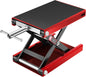 Motorcycle Lift Scissor Jack Steel Wide Deck Hoist Crank Center Stand 1100 LBS Capacity for Motorcycles, Atvs, Dirt Bikes Red
