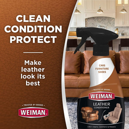 Leather Cleaner Conditioner & Protector for Couches, Boots, Chairs, Bags, Purses & Auto Interior with Microfiber Towel Included (2 Pack)