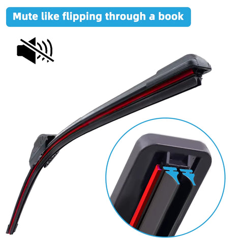 1PC Universal Double Rubber Strip J/U-Shaped Wiper Blade, Front Wiper Glass Cleaner Wiping Blade