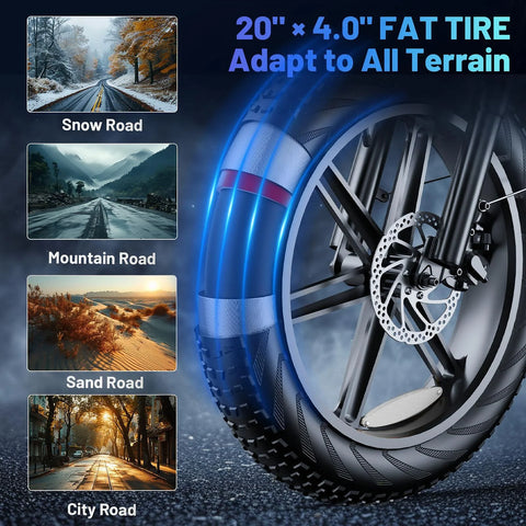 Electric Bike for Adults, 20" Ebike 750W 31 MPH, 48V 20Ah Battery, Mountain Bike UL2849