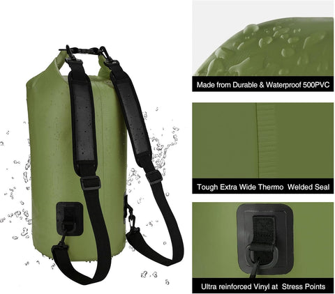 Dry Bag, Waterproof Floating Backpack 5L/10L/20L/30L/40L with Waterproof Phone Case for Boating, Kayaking, Fishing