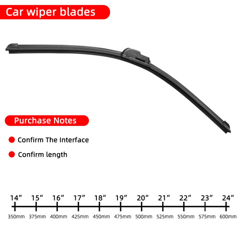 1PC Car Windshield Wiper Blades Hook Universal Soft Rubber Frameless Bracketless Car Wipers 14" 16" 18" 19" 20" 21" 22" 24" 26"