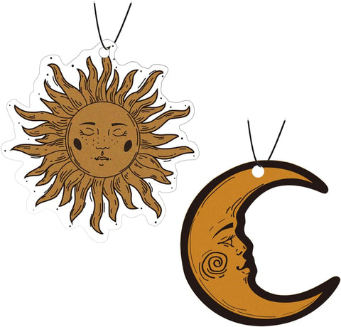 2Pcs Sun and Moon Car Air Freshener Set, Funny Air Freshener Car Accessories, Rearview Mirror Pendant