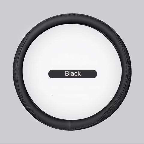 Napa Leather Perforated Patchwork Car Steering Wheel Cover, Non-Slip, Breathable, Universal 15 Inch (Approx. 38Cm)