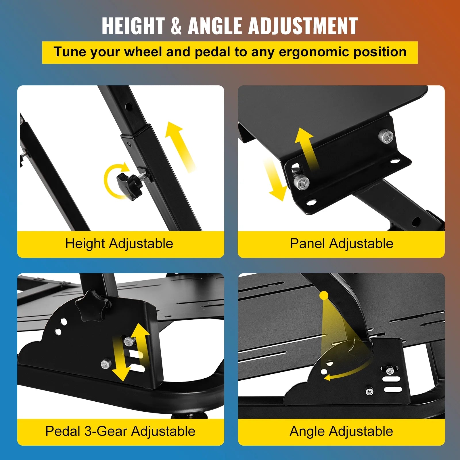 Racing Steering Wheel Adjustable Stand Racing Simulator Cockpit Fit for Mainstream Brands