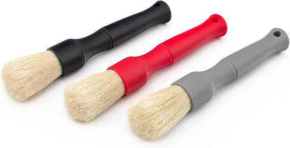 Boar Hair Detailing Brush Large, Comfortable Grip and Heavy-Duty Scrubbing for Interior, Exterior, Engine Bay, Wheels, Exhaust Tips, Textured Plastic