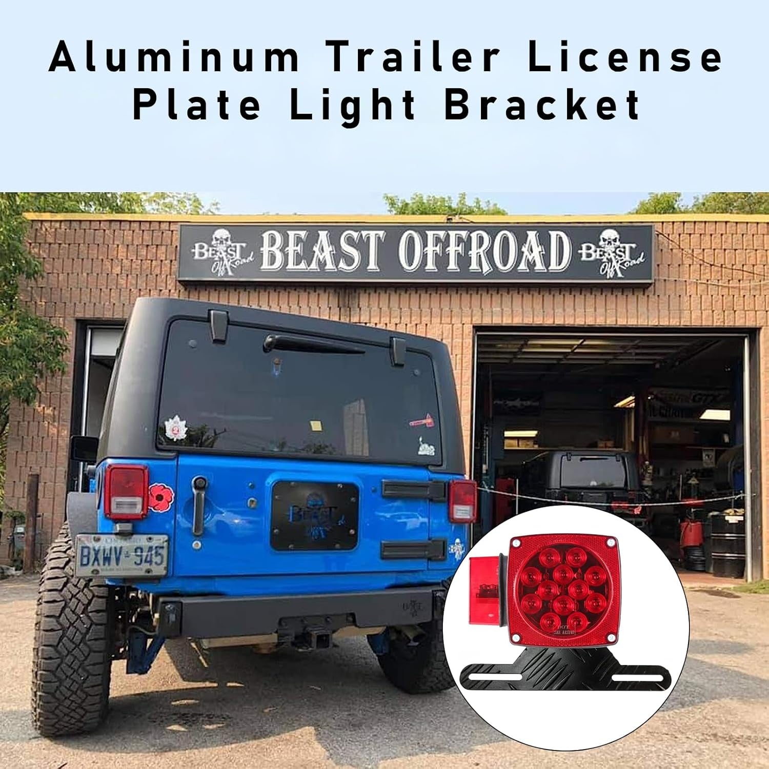 Car Aluminum License Plate Light Bracket, Auto License Plate Holder Bracket and Light Mount, Universal Vehicle Exterior Accessories for UTV ATV Trailer Truck RV Motorcycles (Black)