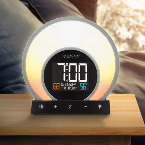 Soluna-S Light Sunrise Black LCD Alarm Clock with Temp