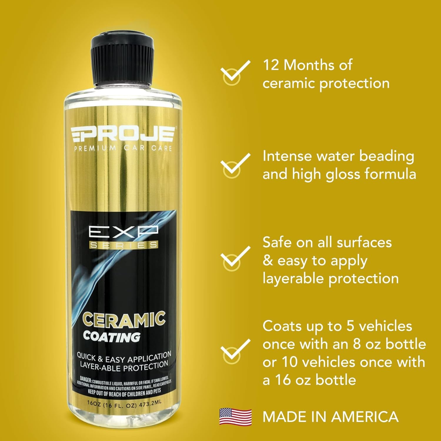 Deluxe Ceramic Kit 5-Piece | Premium Ceramic Coating Kit for Cars Trucks Rvs and Motorcycles | Prep Spray Ceramic Coating | Plush Microfiber Towels & Applicator Sponge