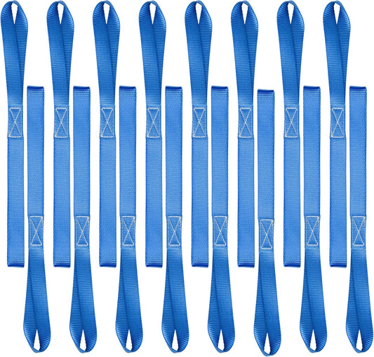 16 Pack 1"X18" Soft Loop Motorcycle Tie down Straps 3600Lbs Load Capacity Tie-Down Loops for Secure Trailering of Bikes, ATV, Lawn Equipment, Blue