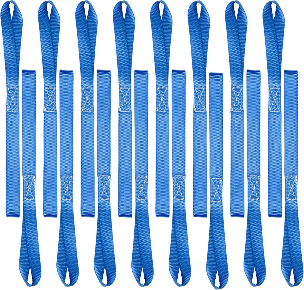 16 Pack 1"X18" Soft Loop Motorcycle Tie down Straps 3600Lbs Load Capacity Tie-Down Loops for Secure Trailering of Bikes, ATV, Lawn Equipment, Blue