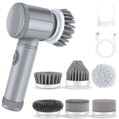 Popular Pick！  Electric Cleaning Brush * 1 Brush Head * 6 Usb Cable * 1 Scrubber Cleaning Brush Cordless Power Scrubber with 6 Replaceable Brush Heads Handheld Power Shower Scrubber for Bathtub