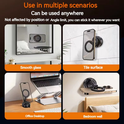 Metal  Vacuum Magnetic Car Phone Holder Mount Adjustable Suction Foldable Phone Stand for Mirro Gym Bath Shower Home