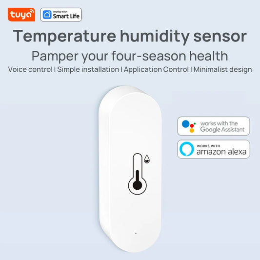 Tuya Wifi Temperature and Humidity Sensor Indoor Humidity Sensor Battery Powered APP Monitoring for Alexa Google Home Voice