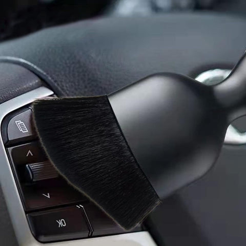2 PCS Car Detailing Brush, Automotive Interior Cleaning Brush Air Conditioner Brush, Curved Surface Design Soft Bristle Dirt Dust Cleaning Tool, Universal Car Interior Dust Brush (Black)