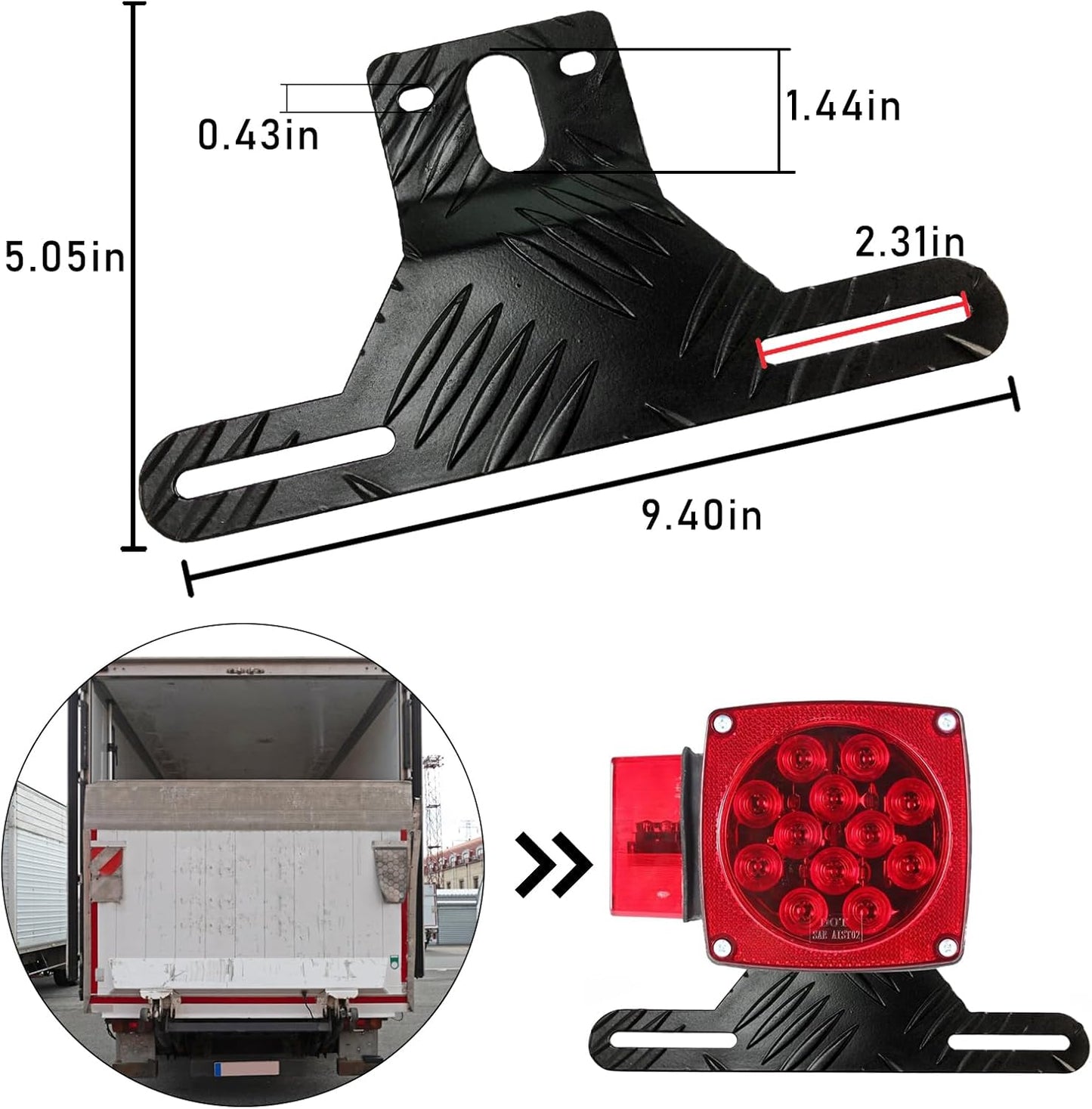 Car Aluminum License Plate Light Bracket, Auto License Plate Holder Bracket and Light Mount, Universal Vehicle Exterior Accessories for UTV ATV Trailer Truck RV Motorcycles (Black)