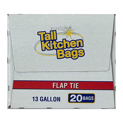 (3 Pack)  Basic Kitchen Trash Bags, 13 Gallon, 20 Bags (Flap Tie)