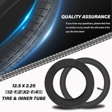 12 1/2 X2 1/4 Tire and Tube Set, 12.5 X 2.25 Bike Tire Compatible for Razor Pocket Mod Dirt Bike Currie Schwinn GT IZIP Ezip MX125 Dirt Rocket, Replacement Kids Bike Tires 12.5 X 2.25