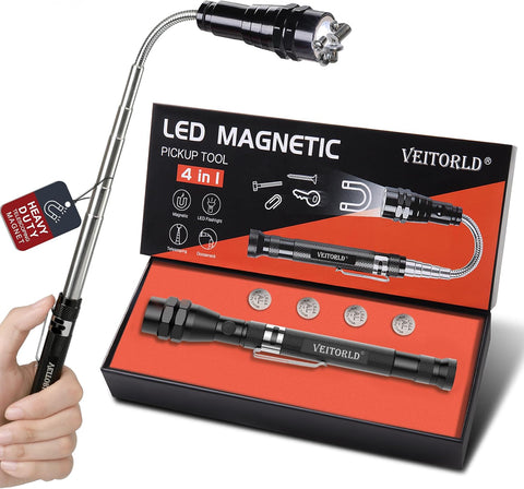 Gifts for Dad Men from Daughter Son Wife, Fathers Day, Extendable Magnetic Flashlight, Telescoping Magnet Pickup Tool, Cool Birthday Gifts for Father Grandpa Husband Boyfriend Women