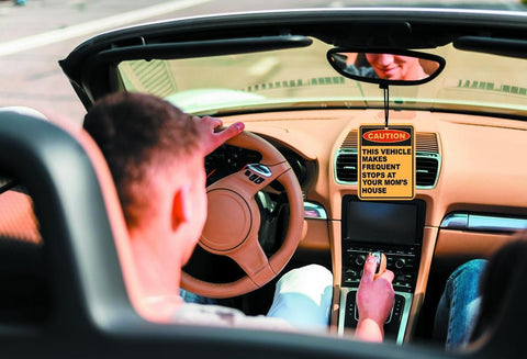 Funny Car Air Freshener Hanging 2Pcs, Funny Gifts Car Accessories for Men Interior, CAUTION Stops at Your Mom‘S House Cars Freshener Interior for Men Guys Funny Gifts (Black I)