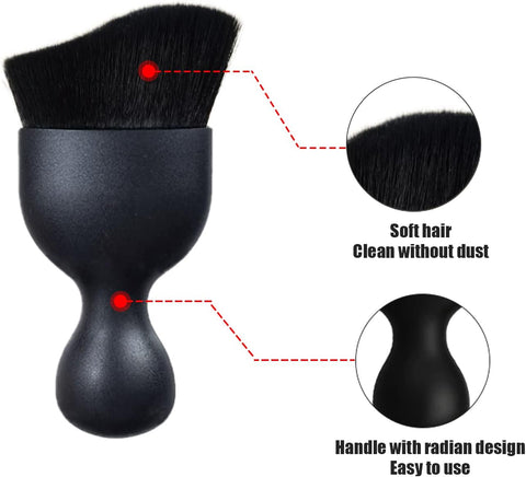 2 PCS Car Detailing Brush, Automotive Interior Cleaning Brush Air Conditioner Brush, Curved Surface Design Soft Bristle Dirt Dust Cleaning Tool, Universal Car Interior Dust Brush (Black)