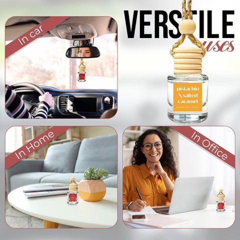 Car Air Freshener Hanging (Pack of 2) | Pistachio and Salted Caramel Car Scent | Cute Car Fragance Oil Diffuser | Car Fresheners for Women and Men | Made in USA | Buy 2+ and save 33%*
