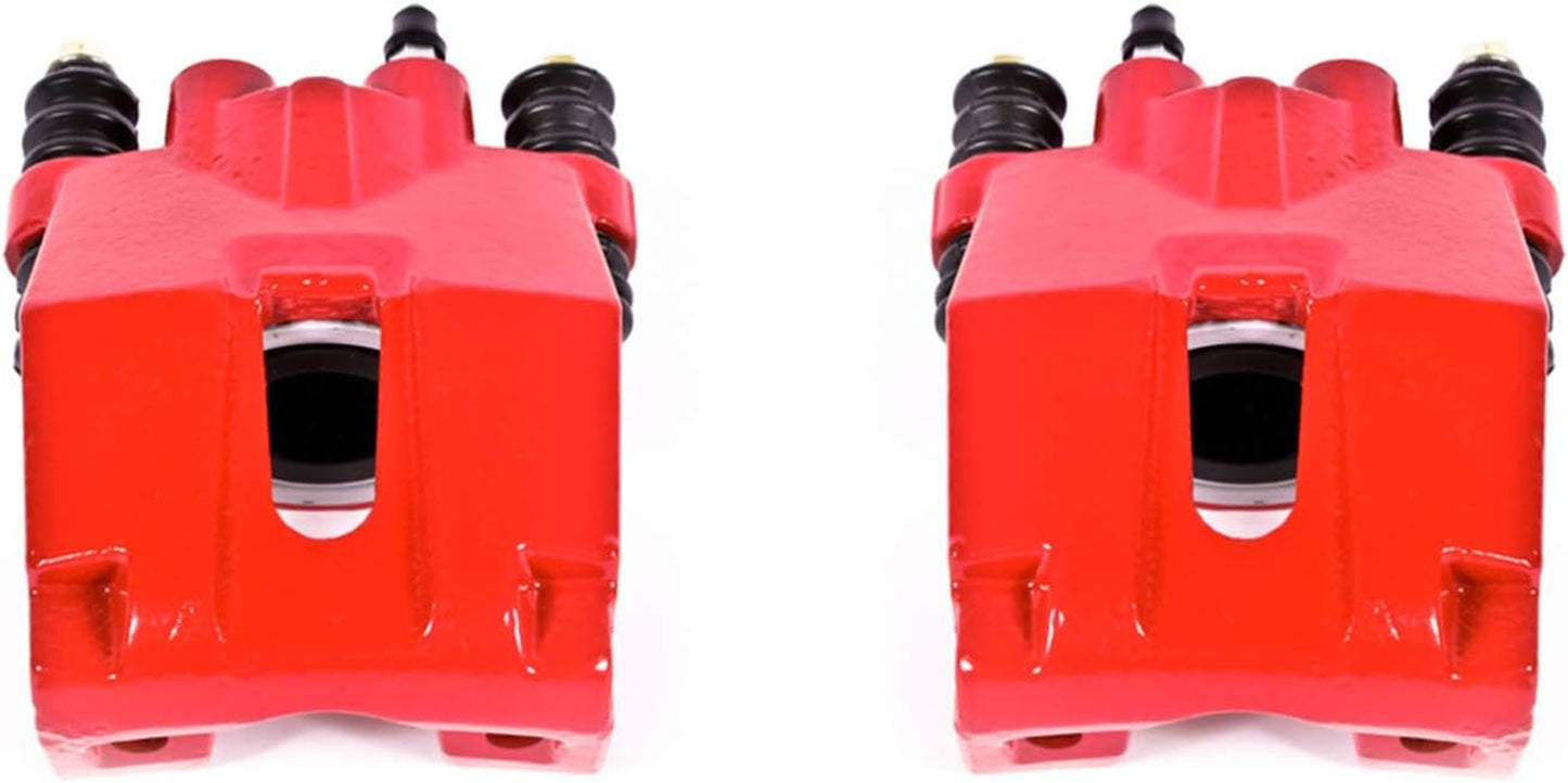 S4858 Rear Pair of High-Temp Red Powder Coated Calipers for 2004 2005 2006 2007 2008 2009 2010 2011 Ford F150 [6 Lug or 7 Lug] | 2006 2007 2008 Lincoln Mark LT