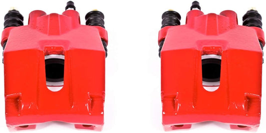 S4858 Rear Pair of High-Temp Red Powder Coated Calipers for 2004 2005 2006 2007 2008 2009 2010 2011 Ford F150 [6 Lug or 7 Lug] | 2006 2007 2008 Lincoln Mark LT