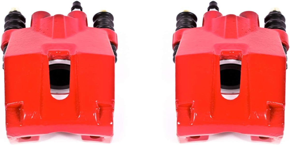 S4858 Rear Pair of High-Temp Red Powder Coated Calipers for 2004 2005 2006 2007 2008 2009 2010 2011 Ford F150 [6 Lug or 7 Lug] | 2006 2007 2008 Lincoln Mark LT