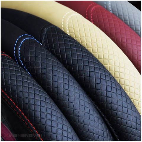 Automobile Universal Steering Wheel Cover Non-Slip Car Steering Wheel Cover Non-Slip Embossed Leather Car-Styling