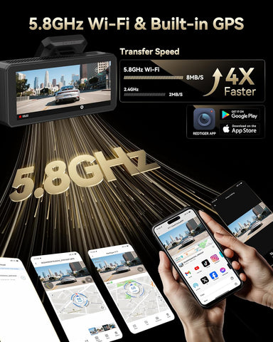 F77 4K+4K Front and Rear Dash Cam with HDR, Dual STARVIS 2 IMX678 Sensor, Voice Control Dash Camera for Cars with 128GB Emmc Storage, 5.8Ghz Wifi, 4'' Touch Screen, 24H Parking Mode