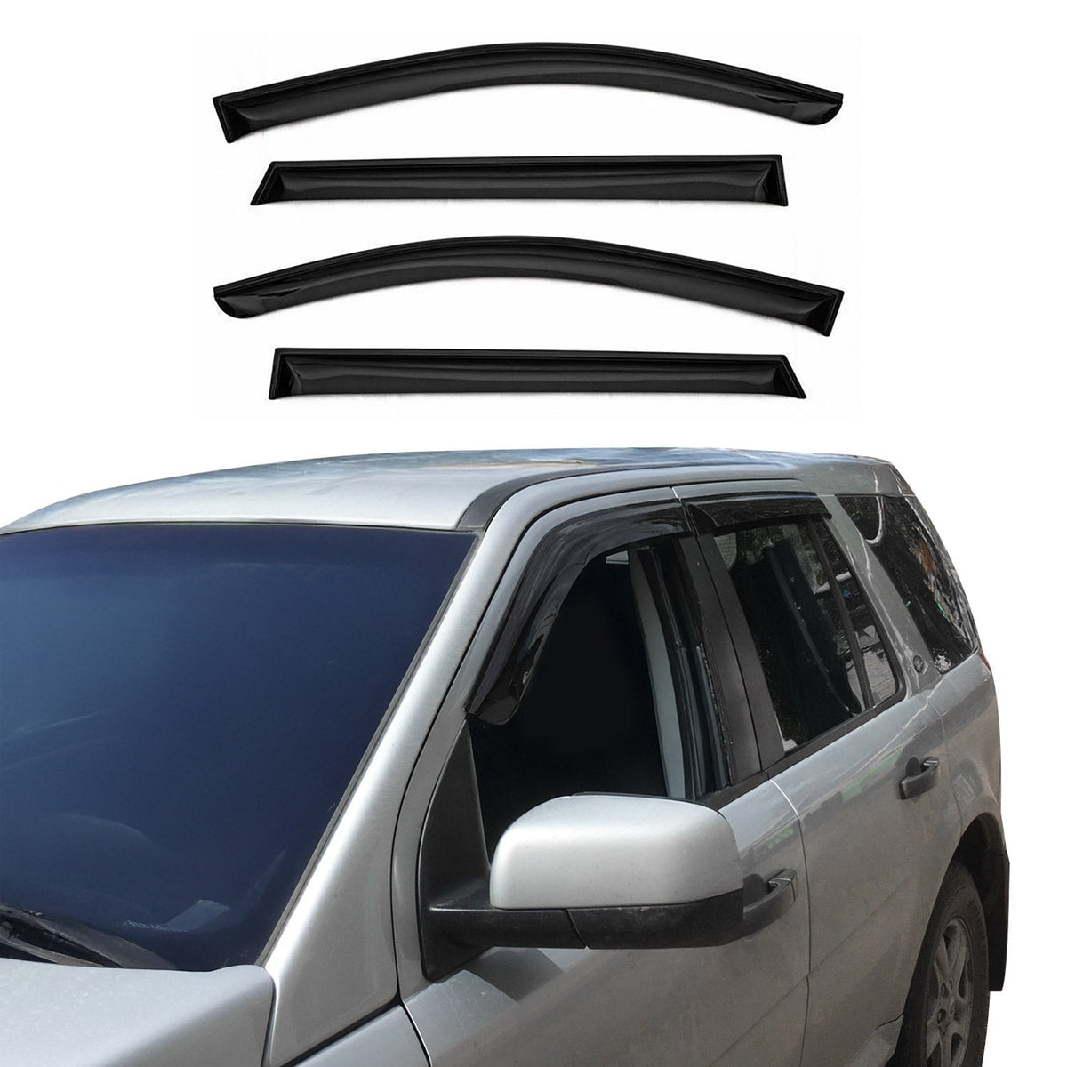 [] outside Mount Rain Guards for 2008 - 2020 Dodge Journey | Window Vent Visors, 4 Pcs. - Smoke | 94072