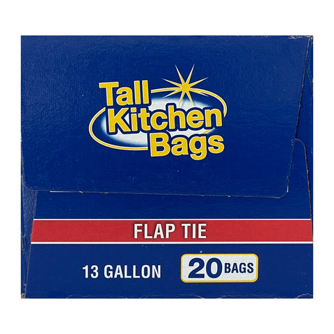 (3 Pack)  Basic Kitchen Trash Bags, 13 Gallon, 20 Bags (Flap Tie)