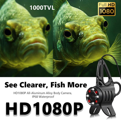 [® 2025 Upgrade] 4.5'' True HD 1080P Underwater Fishing Camera (Plug & Play) - Ice Fishing Camera Underwater W/ 5,000Mah, USB-C, IR+LED, Fish Finder Camera for Ice/Lake/Boat Fishing, 20M/66Ft