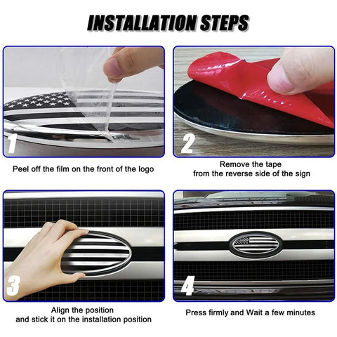 American Flag Grille and Tailgate Emblem Set for Ford F150 F250 - Show Your Patriotism and Style on the Road