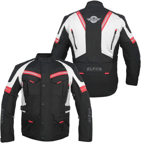 ACG TAHOE-J106 MOTORCYCLE ADV JACKET (BLACK/RED, MEDIUM)