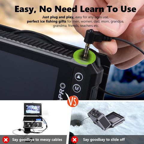 [® 2025 Upgrade] 4.5'' True HD 1080P Underwater Fishing Camera (Plug & Play) - Ice Fishing Camera Underwater W/ 5,000Mah, USB-C, IR+LED, Fish Finder Camera for Ice/Lake/Boat Fishing, 20M/66Ft